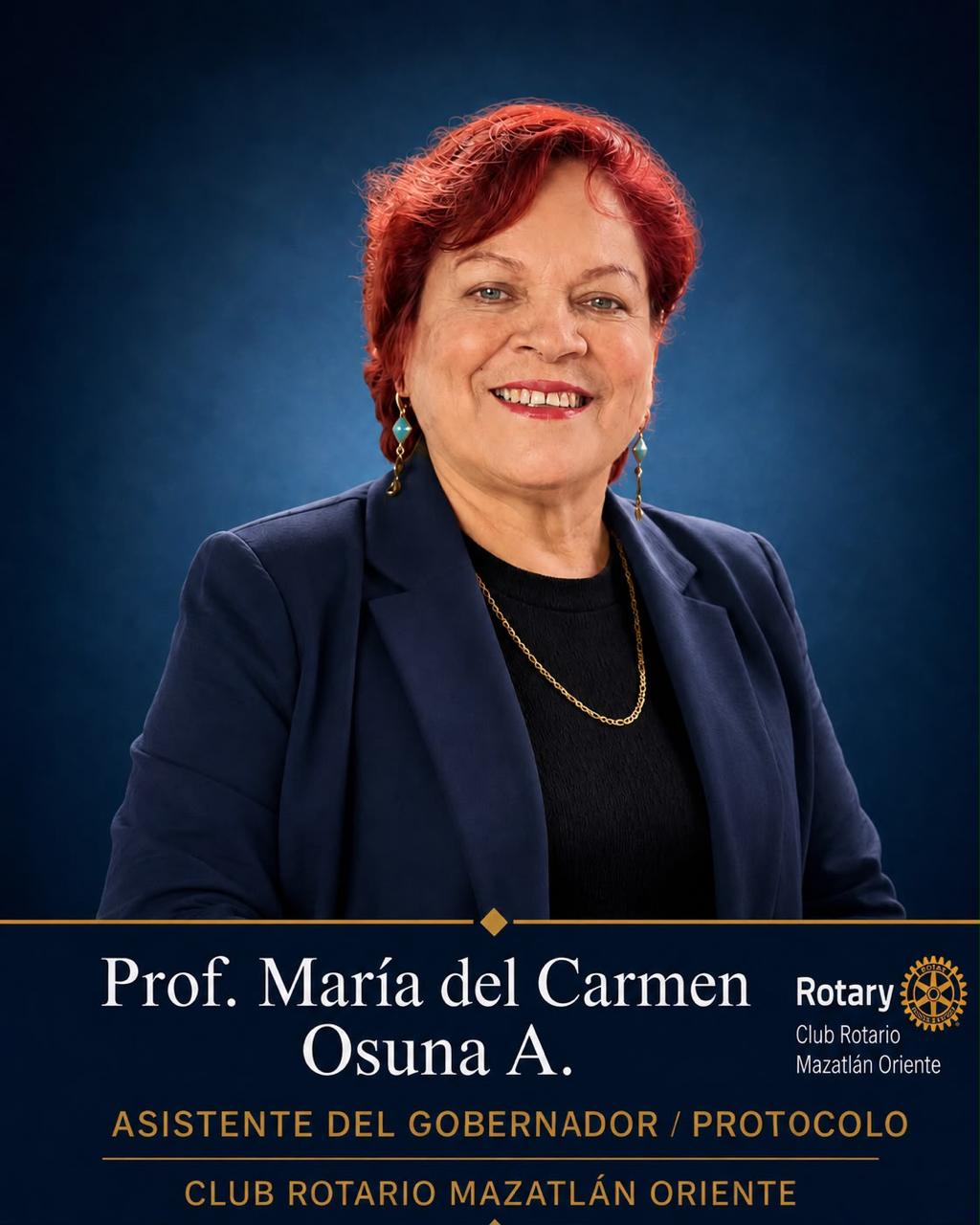 Prof. María del Carmen Osuna A., Asistente del Gobernador / Protocolo del Club Rotario Mazatlán Oriente